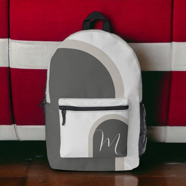 Einfache moderne Bogenart mit Monogramm Initial Bedruckter Rucksack (Von Creator hochgeladen)