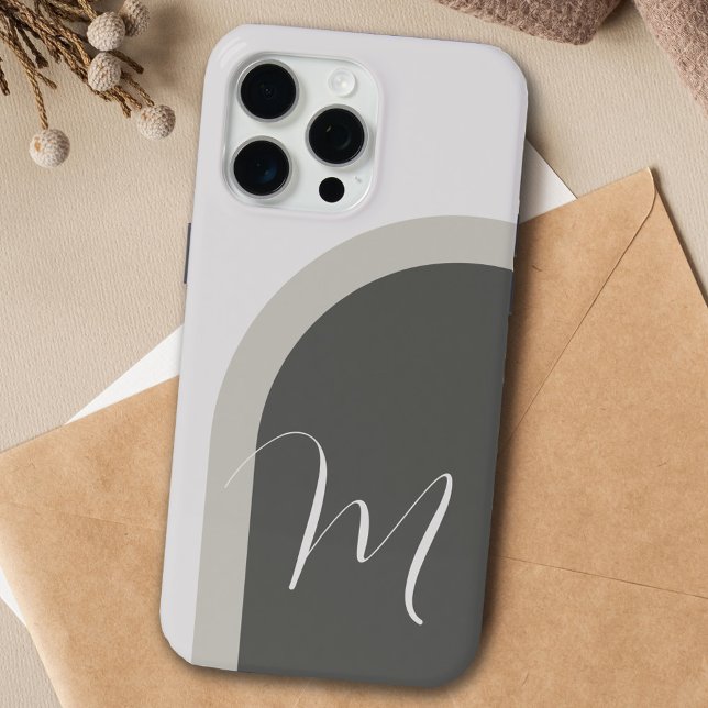 Einfache moderne Bogenart mit Monogramm Initial iPhone Hülle (Von Creator hochgeladen)
