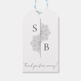 Einfache moderne Boho Monogram Mandala Wedding Geschenkanhänger