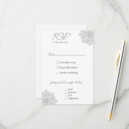 Einfache moderne Boho Monogram Mandala Wedding RSVP Karte