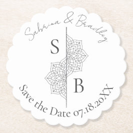 Einfache moderne Boho Monogram Mandala Wedding Untersetzer
