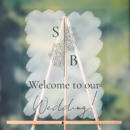 Einfache moderne Boho Monogram Wedding Willkommen Acrylschild