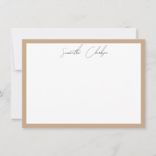 Einfache moderne Boho Tan Border-Skript Mitteilungskarte