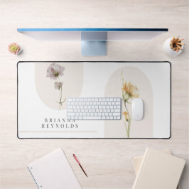 Einfache moderne Boho-Wildblumen auf Weiß Schreibtischunterlage