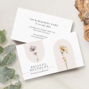 Einfache moderne Boho-Wildblumen auf Weiß Visitenkarte