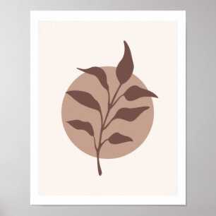 Einfache moderne botanische Blume Leaf auf Tan Cir Poster