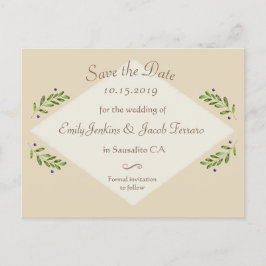 Einfache moderne botanische Hochzeit rettet das Da Ankündigungspostkarte