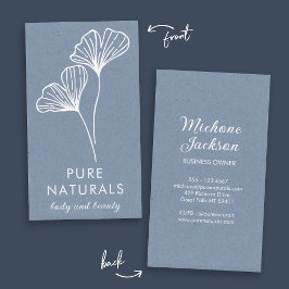Einfache moderne botanische Leaf neutrales Blau Mo Visitenkarte