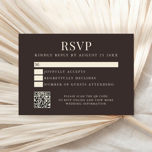 Einfache moderne braune Hochzeit RSVP Karte (Von Creator hochgeladen)