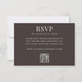 Einfache moderne braune QR-Code-Hochzeit RSVP Karte