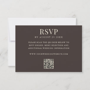 Einfache moderne braune QR-Code-Hochzeit RSVP Karte