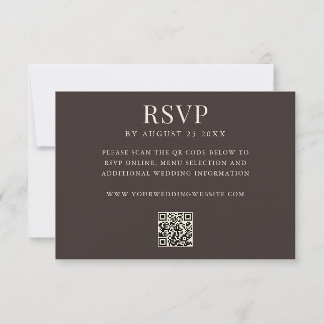 Einfache moderne braune QR-Code-Hochzeit RSVP Karte (Vorderseite)