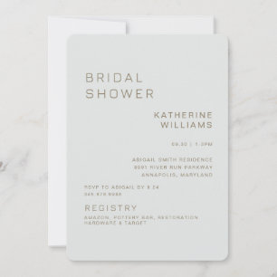 Einfache moderne Brautparty im Sage-Stil Einladung