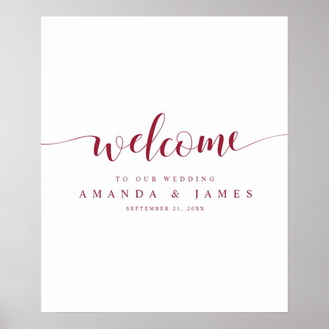 Einfache moderne Burgund-Hochzeit im Herbst Willko Poster (Vorne)