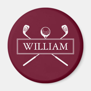 Einfache moderne Burgund Individuelle Name Golf Ba Magnet