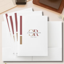 Einfache moderne Burgundy Gold Monogram