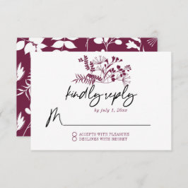 Einfache, moderne burgundy RSVP-Karte hochfahren RSVP Karte