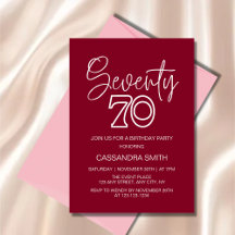 Einfache moderne Burgundy Typografie 70. Geburtsta