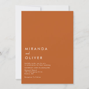 Einfache moderne Burnt Orange Monogram Hochzeit Einladung