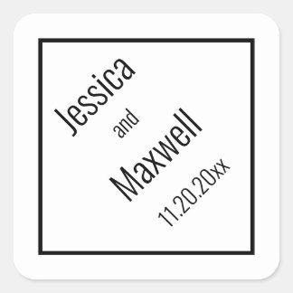 Einfache moderne BW Diamond Wedding Geometric Quadratischer Aufkleber