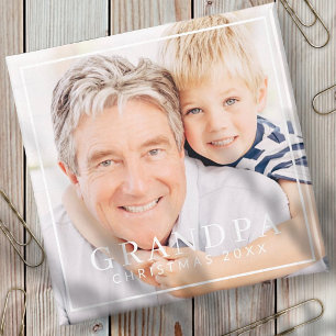 Einfache moderne Chic Frame Grandpa Foto Urlaub Magnet