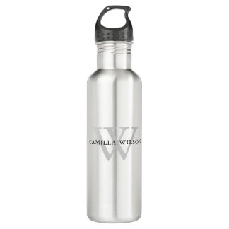 Einfache moderne Chic Monogram Personalisiert Edelstahlflasche