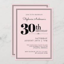 Einfache moderne Chic Pink und Black 30. Geburtsta