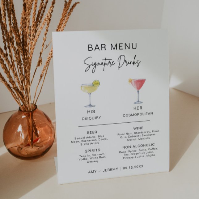 Einfache moderne Cocktail Signature Drink Bar Menu Sockelschild (Von Creator hochgeladen)