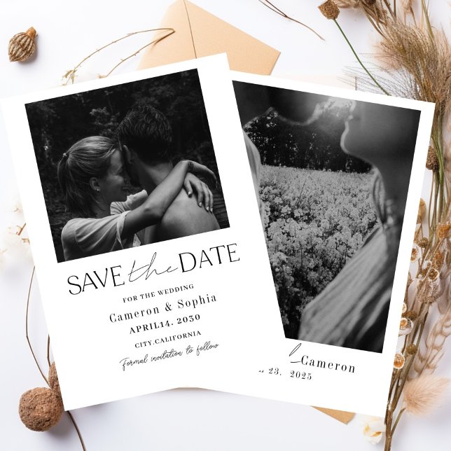Einfache moderne Collage Minimale Foto einzigartig Save The Date (Von Creator hochgeladen)