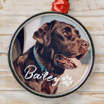 Einfache moderne Coole Typografie Name und Foto de Ornament Aus Metall<br><div class="desc">Dieses einfache und moderne Design besteht aus einer modernen,  einfachen,  spielerischen Schrift-Typografie. Fügen Sie ein benutzerdefiniertes Foto für Begleiter hinzu.</div>