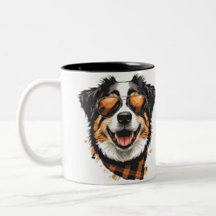 Einfache moderne coole Typografie Name und Foto de Zweifarbige Tasse