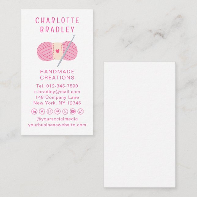 Einfache, moderne Crochet Handmade Crocheting Visitenkarte (Vorne/Hinten)