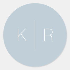 Einfache moderne, dunkelblaue Monogramm-Hochzeit Runder Aufkleber