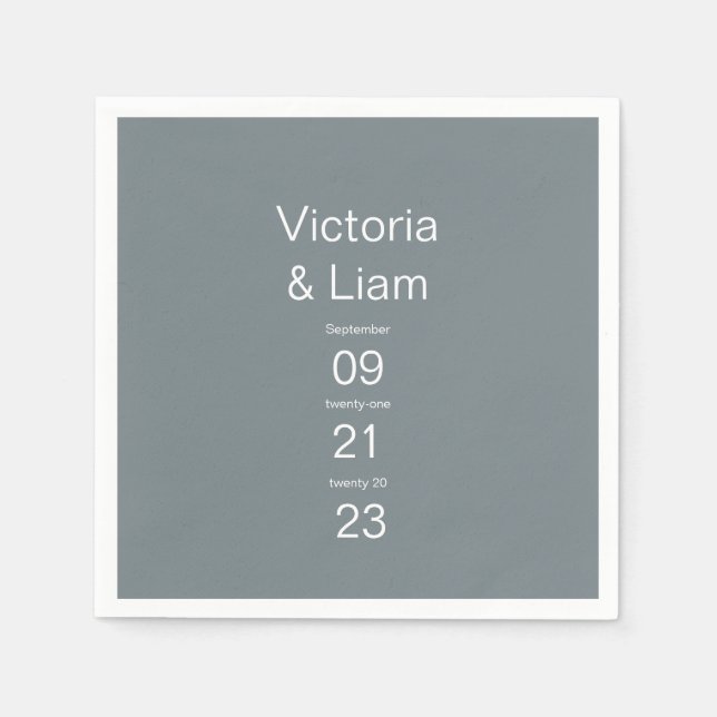 Einfache moderne dunkelgraue Typografie Napkins Serviette (Vorderseite)