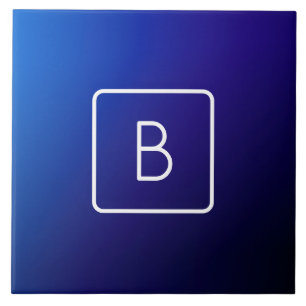 Einfache moderne dunkle blaue Ombre Gradient & Mon Fliese