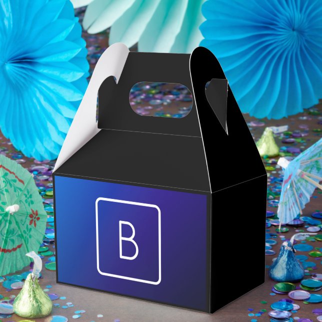 Einfache moderne dunkle blaue Ombre Gradient & Mon Geschenkschachtel (Party)