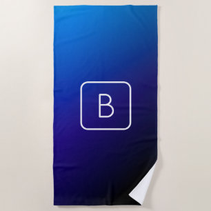 Einfache moderne dunkle blaue Ombre Gradient & Mon Strandtuch