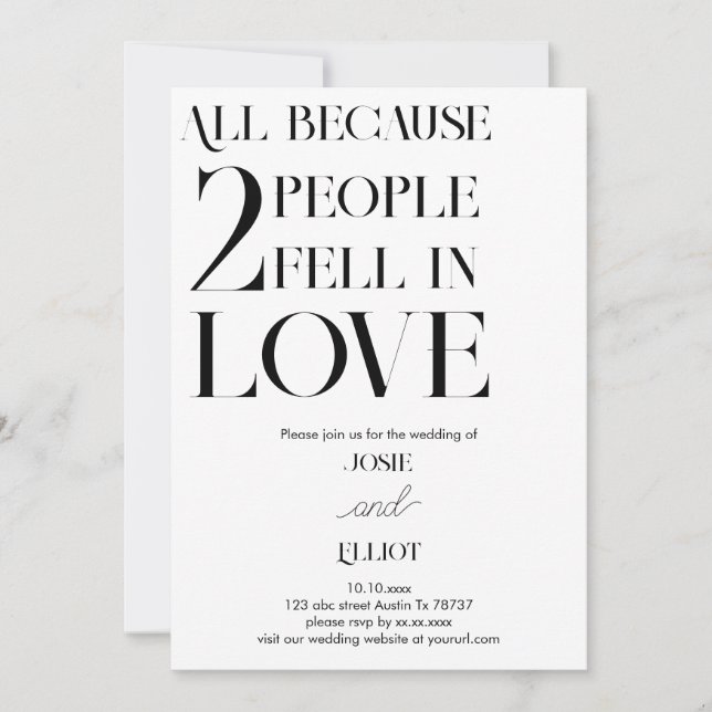 Einfache moderne dunkle und leichte Hochzeit Einladung (Vorderseite)