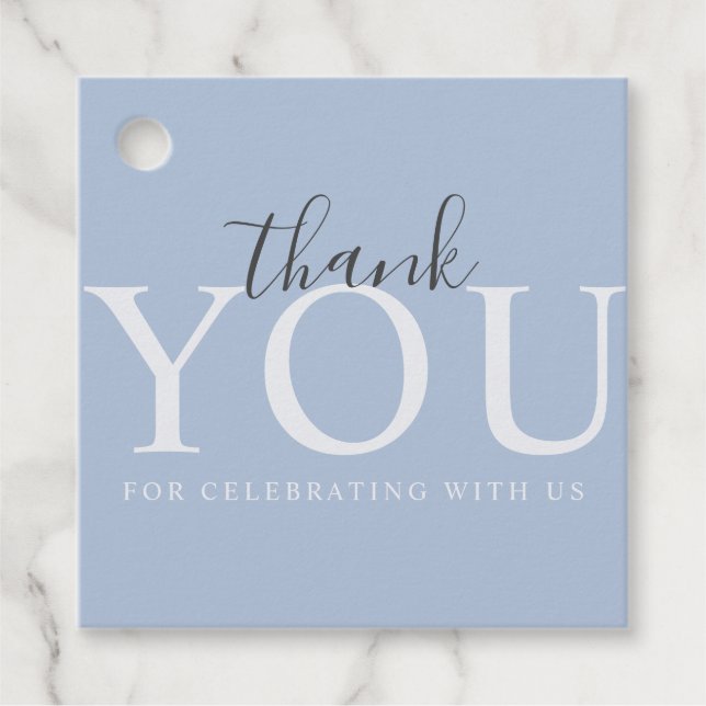 Einfache moderne Dusty Blue Baby Dusche Geschenket Geschenkanhänger (Vorderseite)