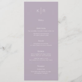 Einfache moderne Dusty Lilac Wedding Menu Card Menükarte