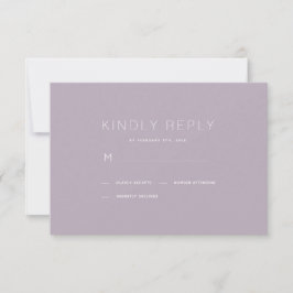 Einfache moderne Dusty Lilac Wedding RSVP Card Karte