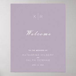 Einfache moderne Dusty Lilac Wedding Willkommen Poster