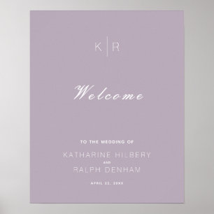 Einfache moderne Dusty Lilac Wedding Willkommen Poster