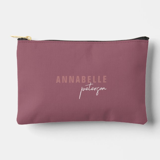 Einfache moderne Dusty-Rose Minimal-Skript benutze Zubehörtasche (Vorderseite)