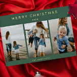 Einfache Moderne Elegant 3 Foto Frohe Weihnachten Folien Feiertagskarte<br><div class="desc">Einfache Moderne Elegant 3 Foto Mercury Christmas Card</div>