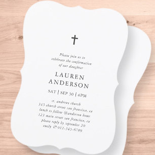 Einfache moderne Elegant Chic Cross Bestätigung Einladung