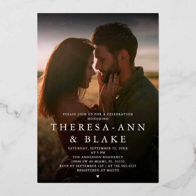 Einfache moderne Elegant Couple's Dusche Einladung (Vorderseite)