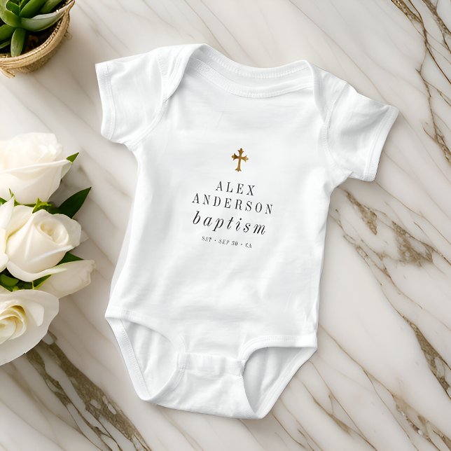 Einfache moderne Elegant Cross Baby Taufe Baby Strampler (Von Creator hochgeladen)