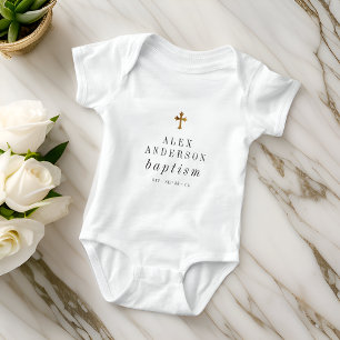 Einfache moderne Elegant Cross Baby Taufe Strampler