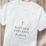 Einfache moderne Elegant Cross Baby Taufe T-Shirt<br><div class="desc">Design besteht aus einfachen Typografie mit Sans Serif und Serif Schriftart.</div>